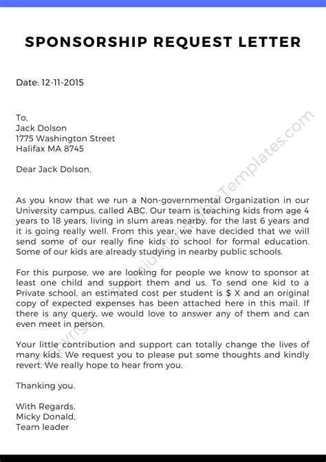 sponsorship solicitation letter|How To Write A Sponsorship Request Letter (+ Sample).